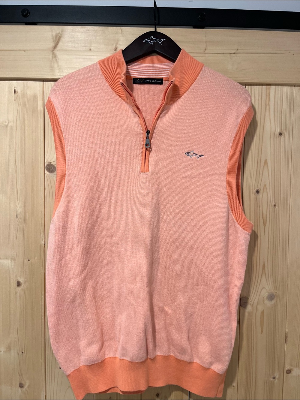 Greg Norman Collection Coral Zip-Knit Sleeveless Sweater Vest Large 🦈 ⛳️